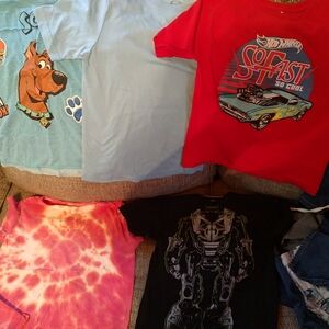 5 Graphic T-Shirts Bundle - Scooby-Doo, Hot Wheels, Tie-Dye, Transformer (15)